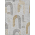 3 X 5 Silver And Gold Geometric Washable Indoor Outdoor Area Rug