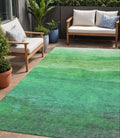 5 X 8 Green And Mint Green Abstract Washable Indoor Outdoor Area Rug