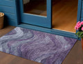 3 X 5 Purple And Gray Abstract Washable Indoor Outdoor Area Rug