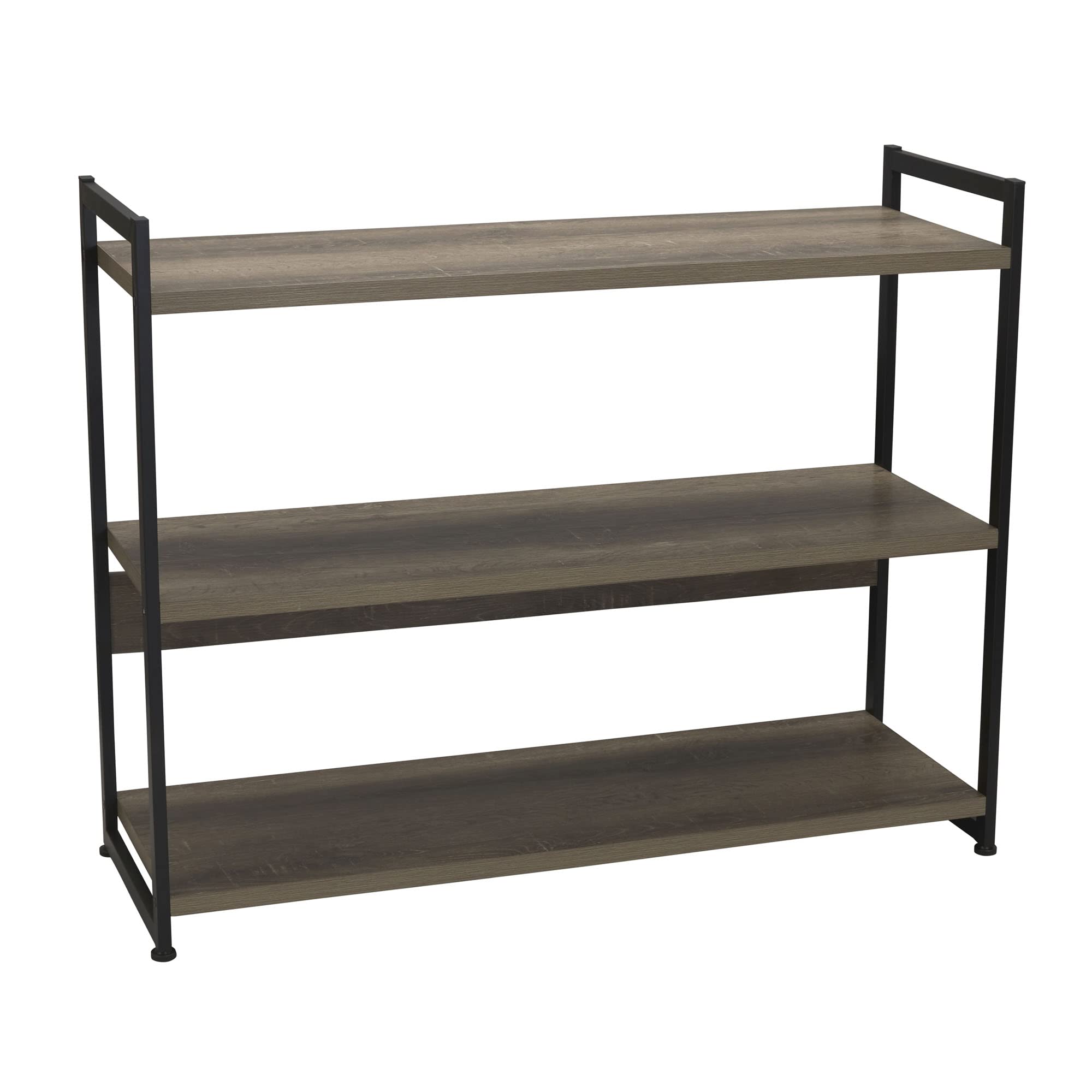 Household Essentials Ashwood 3 Tier Storage Shelf with Metal, Grey Shelves - Black Frame