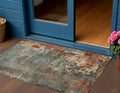 3 X 5 Pale Aqua Copper And Beige Abstract Washable Indoor Outdoor Area Rug