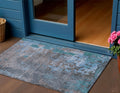 3 X 5 Teal Blue Taupe And Sky Blue Abstract Washable Indoor Outdoor Area Rug