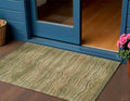 3 X 5 Fern Green And Taupe Abstract Washable Indoor Outdoor Area Rug