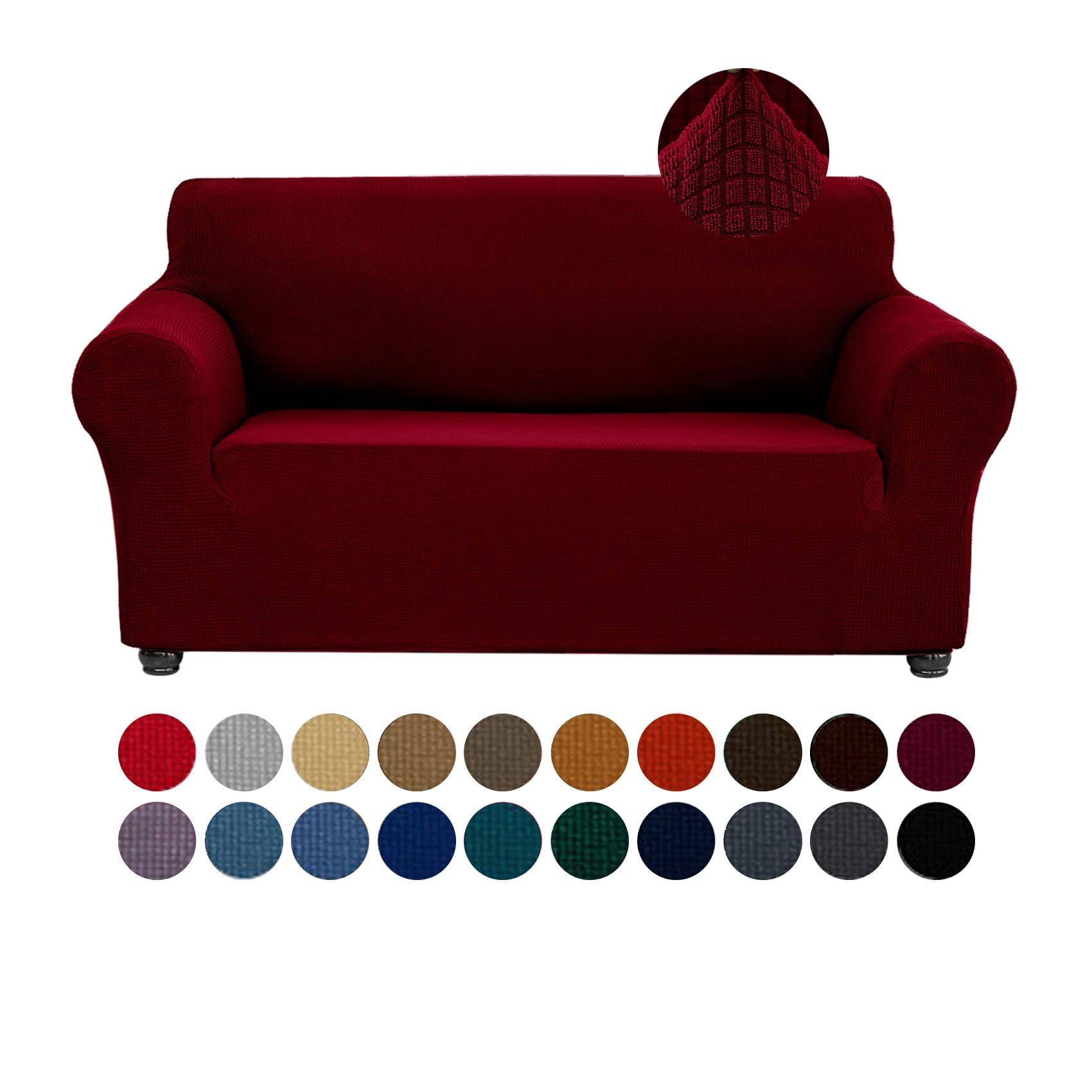 Joccun Red Dahlia Polyester Spandex Waterproof Solid Stretch Sofa Cover