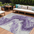 9 X 12 Purple And Silver Abstract Washable Indoor Outdoor Area Rug