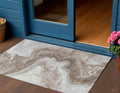 3 X 5 Taupe And Silver Abstract Washable Indoor Outdoor Area Rug