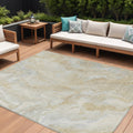 8 X 10 Beige And Silver Abstract Washable Indoor Outdoor Area Rug
