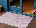 3 X 5 Pink And Silver Abstract Washable Indoor Outdoor Area Rug