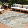 9 X 12 Gold And Silver Abstract Washable Indoor Outdoor Area Rug
