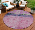 8 Blush And Mint Green Round Abstract Washable Indoor Outdoor Area Rug