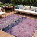 9 X 12 Blush And Mint Green Abstract Washable Indoor Outdoor Area Rug