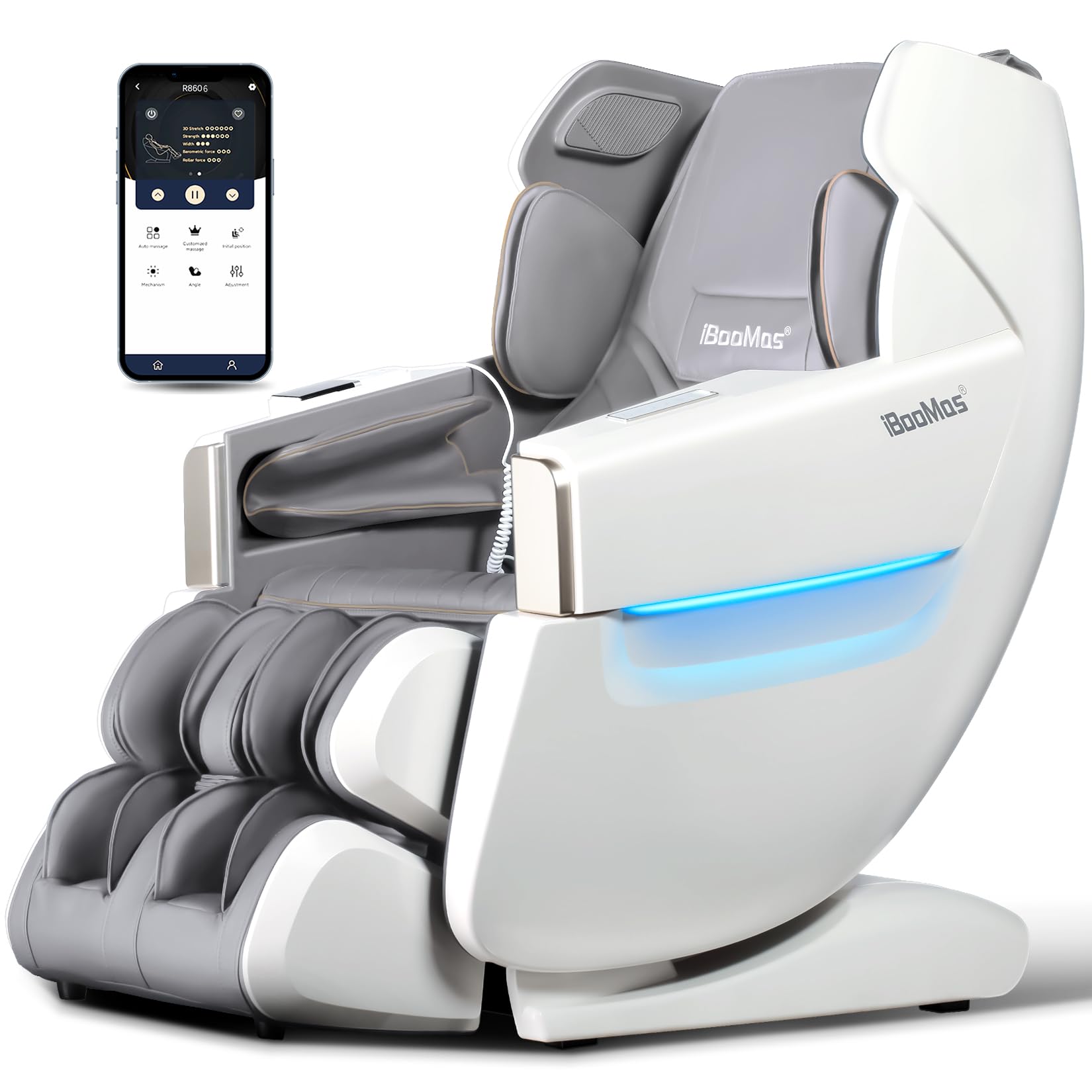 iBooMas 2024 Massage Chair,SL Track Zero Gravity Massage Chairs Full Body with Auto Leg Extension,APP Control,AI Voice,12 Auto M
