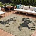 9 X 12 Beige And Charcoal Horse Washable Indoor Outdoor Area Rug