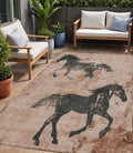 5 X 8 Rust And Charcoal Horse Washable Indoor Outdoor Area Rug