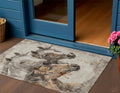 3 X 5 Beige And Gray Horse Washable Indoor Outdoor Area Rug