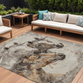 10 X 14 Beige And Gray Horse Washable Indoor Outdoor Area Rug