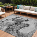 8 X 10 Gray And Silver Horse Washable Indoor Outdoor Area Rug