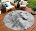 8 Gray And Silver Round Horse Washable Indoor Outdoor Area Rug