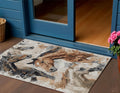 3 X 5 Beige Charcoal And Brown Horse Washable Indoor Outdoor Area Rug