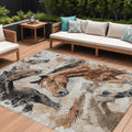 8 X 10 Beige Charcoal And Brown Horse Washable Indoor Outdoor Area Rug