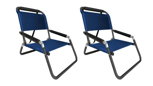 2 Pack of Neso XL Beach Chairs, Extra Large, Water Resistant with Shoulder Strap and Slip Pocket - Folds Thin (Navy)