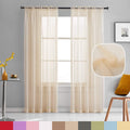 TOAVA DECO Beige Sheer Curtains 84 Inches Long 2 Panels Translucent Light Filtering Rod Pocket Beige Sheers Voile Curtain Panels