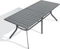 PURPLE LEAF 6-Person Outdoor Aluminum Dining Table with Height Adjustable Feet and Slatted Tabletop Large Rectangle Patio Table 