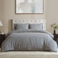 DAPU Linen Duvet Cover King,Yarn Dyed Gingham Check Plaid 100% Washed Linen Bedding with Envelope Closure,3 PCs Soft Linen Duvet