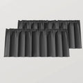 Mrs.Naturall Dark Grey Valance Curtains for Kitchen Window Set of 2 Pack Blackout Room Darkening Gray Valances for Bathroom Base