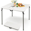 Goplus 34 Square Folding Card Table, Foldable Plastic Folding Tables, Portable Fold Up Table w/Handle, White Indoor Outdoor Util