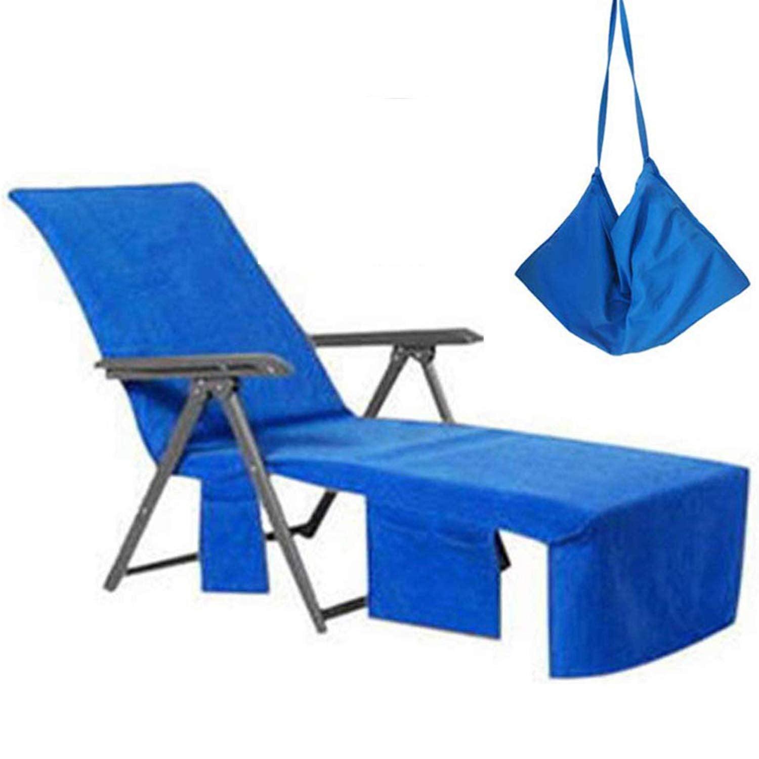 VOCOOL Chaise Lounge Cover Pool Chair Cover Soft and Quick Dry Beach Chair Towel Cover with Pocket for Sun Lounger Pool Sunbathi