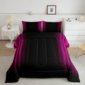 Geometric Abstract Ombre Bedding Bed Set Men Adults Teens Rose Red Black Striped Comforter Set Kids Boys Girls Simple Modern Com