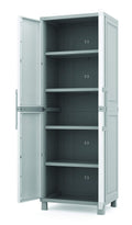 Keter Storage Cabinet with Doors and Shelves for Laundry Room, Garage, Bathroom Accessories, Closet and Home Organization, White