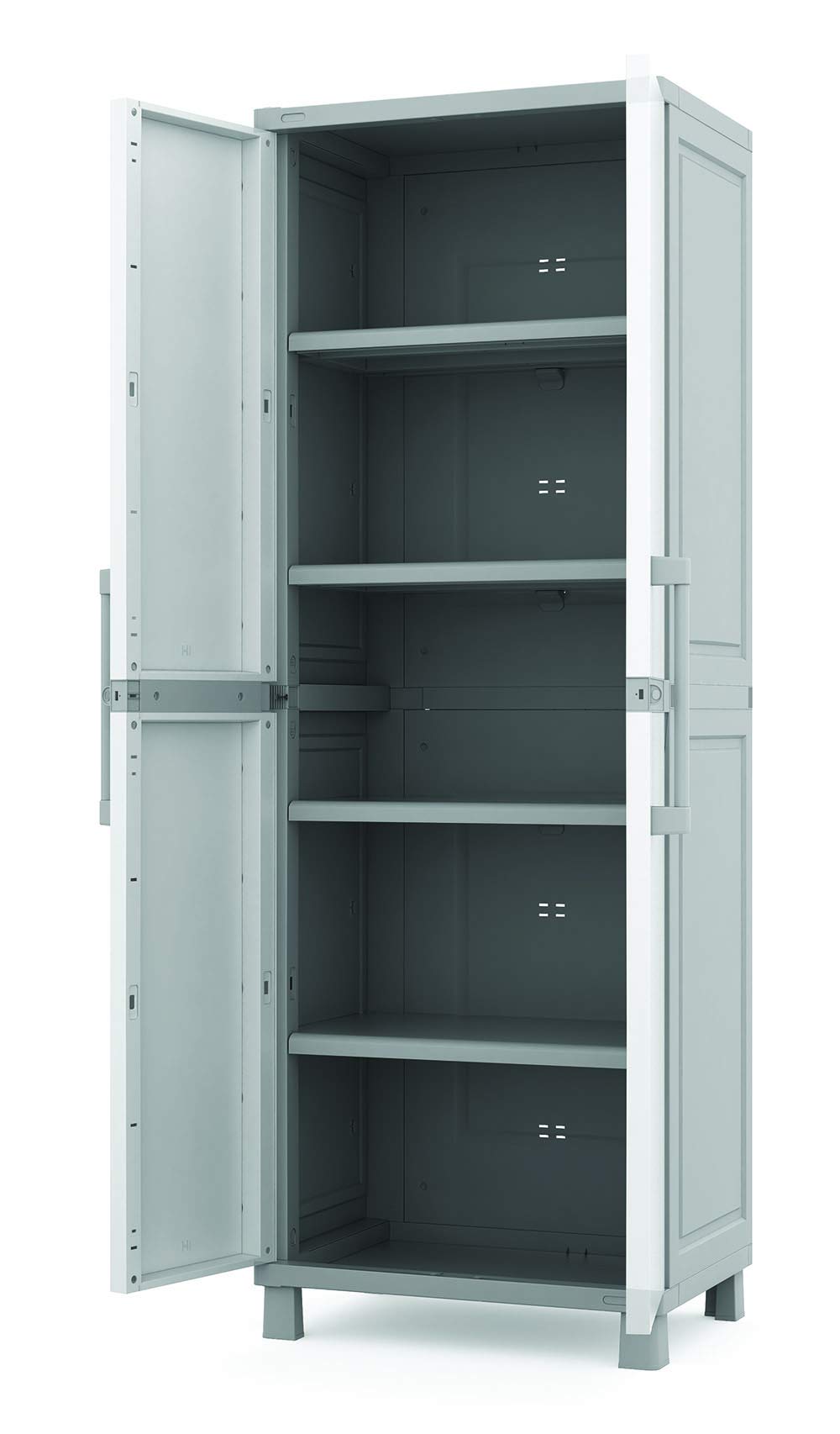 Keter Storage Cabinet with Doors and Shelves for Laundry Room, Garage, Bathroom Accessories, Closet and Home Organization, White