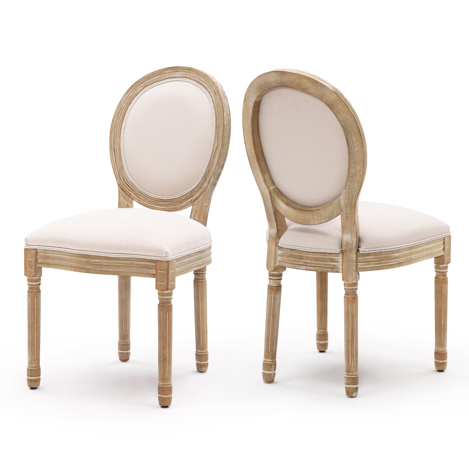 Furnimart French Country Dining Chairs Set of 2 Farmhouse Dining Chairs with Round Back and Solid Wood Legs, Wood Dining Chairs 
