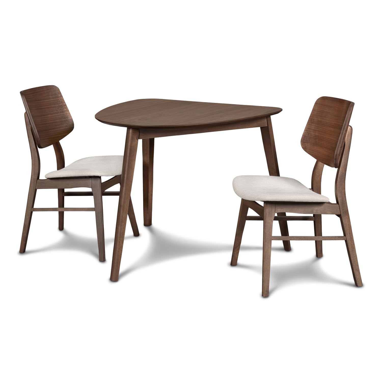 New Classic Furniture Mid-Century Modern Oscar Corner Table 3-Piece Dining Set, Walnut