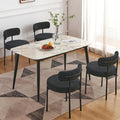 EDWELL Black Boucle Dining Chairs Set of 4, Mid Century Modern Dining Room Chairs with 3.94 Cushions, Round Upholstered Kitchen 