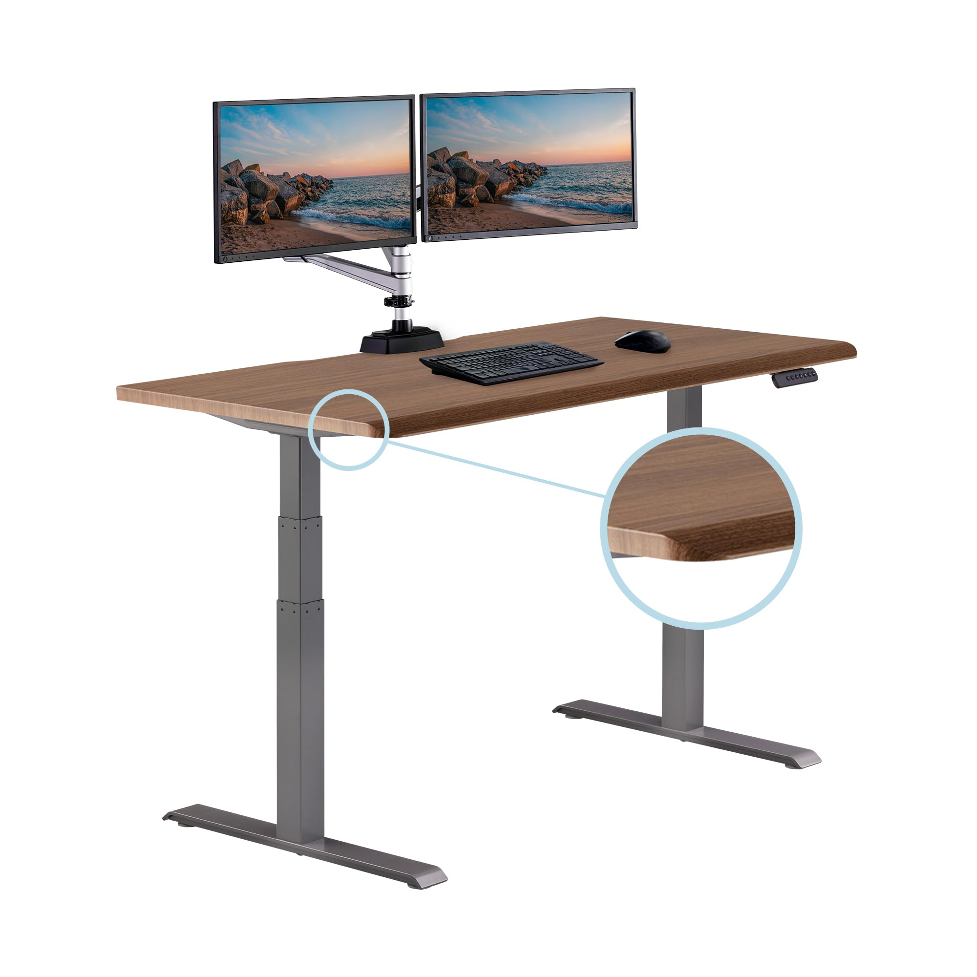 Vari ComfortEdge Height Adjustable Standing Desk- 60x30 Varidesk Sit-Stand Desk for Work from Home- Sloped Ergonomic Front Edge,
