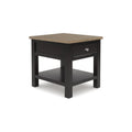 Signature Design by Ashley Drazmine Casual End Table with 1 Lower Shelf, Light Brown & Black