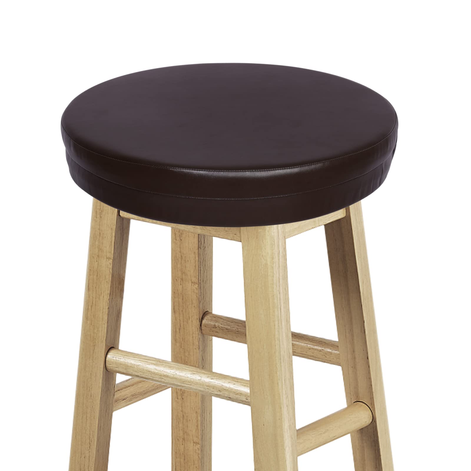 Shinnwa Bar Stool Covers Round Seat Cushions with Elastic Waterproof Leather Cover and Non Slip Bottom for Barstool Foam Padded 