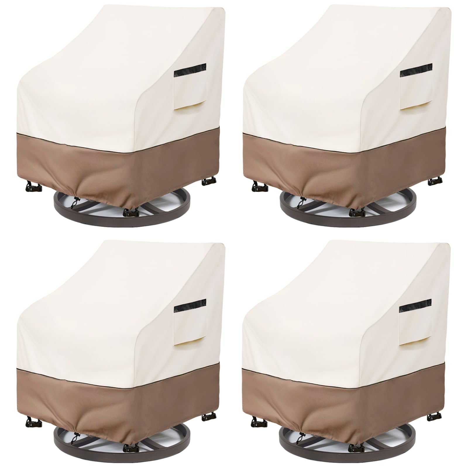 SoloToo Patio Chair Covers Waterproof Patio Furniture Covers, 30W x 34D x 36H Inches Swivel Outdoor Chair Cover 4 Pack (Beige)