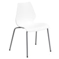 Flash Furniture 288WH Series Polypropylene Stackable Chair with Silver Frame, White