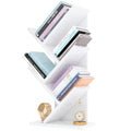 YMYNY 4 Tier Tree Bookshelf, Small Bookcase, Modern Wood Book Storage Rack, Freestanding Book Shelf for Books/Movies/CDs, Narrow