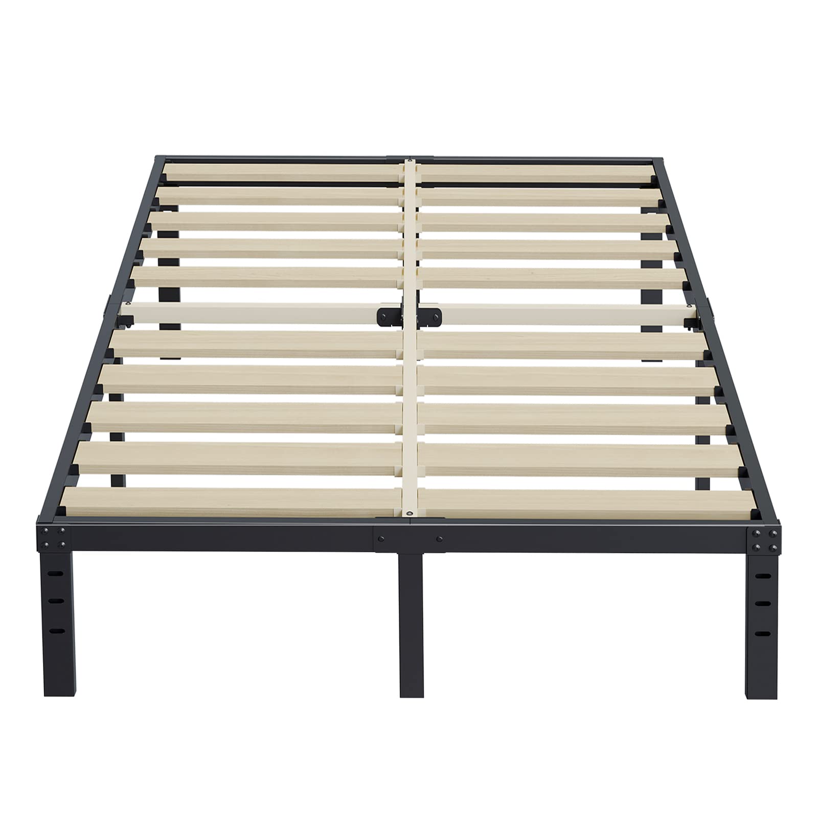 ZIYOO Queen Bed Frame 14 inch High 3 Inches Wide Wood Slats with Heavy Duty 3500 Pounds Support for Mattress, No Box Spring Need