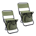 LEADALLWAY 2 Piece Fishing Chair with Cooler Bag Compact Fishing Stool Foldable Camping Chair (GreenX2)