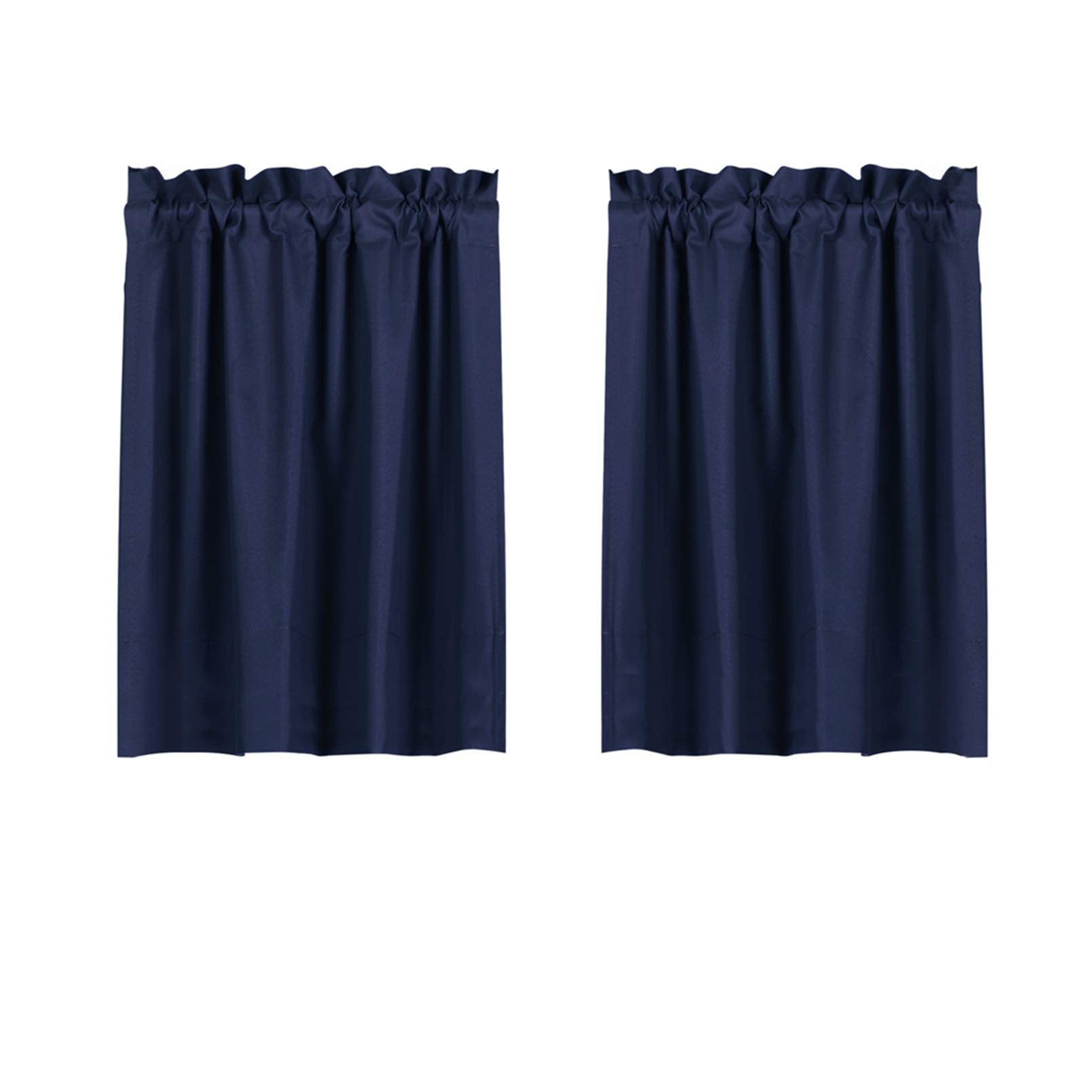 Valea Home Blackout Tiers Curtain for Small Window Rod Pocket Kitchen Curtains Room Darkening Short Curtains for Bedroom, Navy B