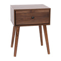 Flash Furniture Hatfield Mid-Century Modern Wood Nightstand - Dark Walnut Wood Grain Finish - Soft Close Storage Drawer - Side A