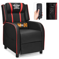 GYMAX Gaming Recliner, Massage Gaming Chair with Adjustable Footrest, Remote Control & Side Pocket, Ergonomic Game Lounge Chair,