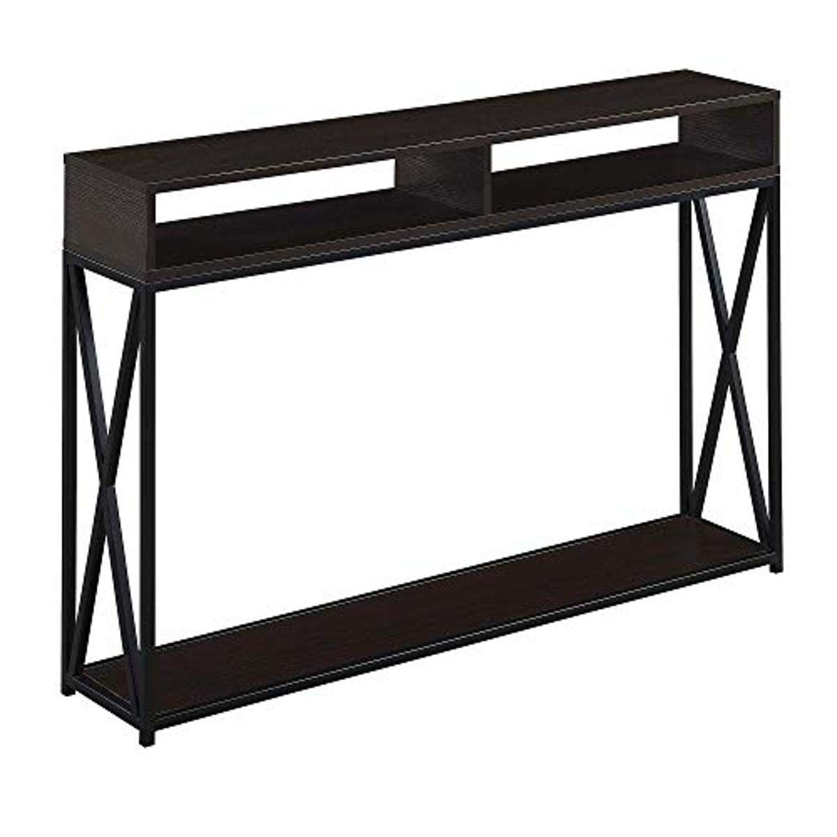 Convenience Concepts Tucson Deluxe 2 Tier Console Table 47.25 - Modern Industrial Sofa Table with Storage Shelves, Entryway Hall