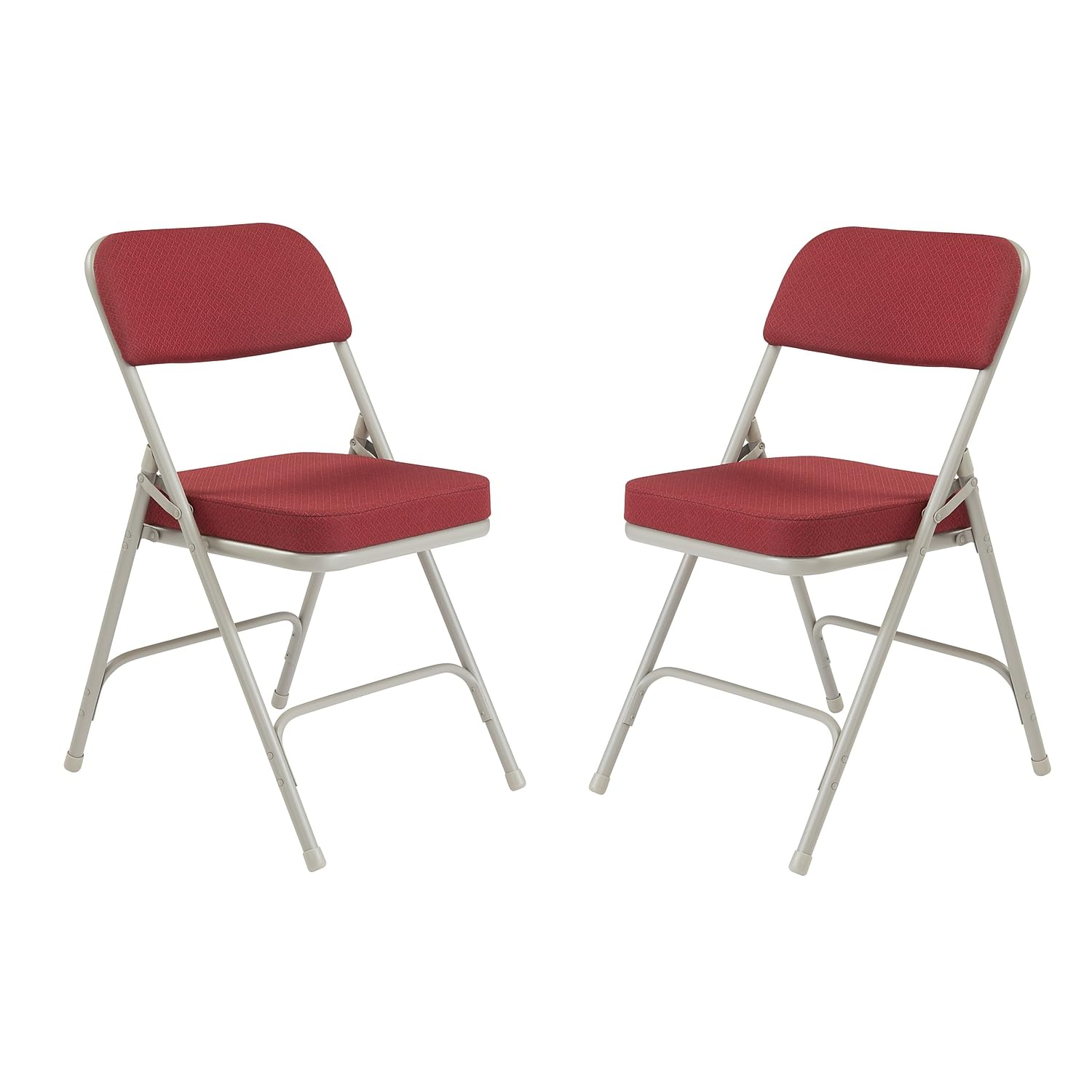 National Public Seating Home Office Decorative 2 Upholstered Seat Folding Chair Fabric Burgundy Pattern, FrameTextured Grey - 2 